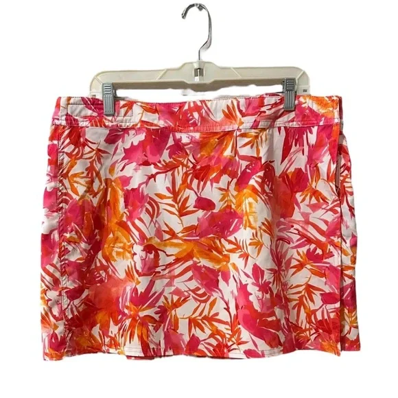 Rip Skirt Hawaii Size XL Orange Pink Tropical Floral Print Mini Wrap Skirt - Picture 3 of 8